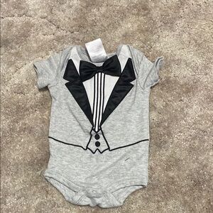 Gray Tuxedo Print Baby Onesie